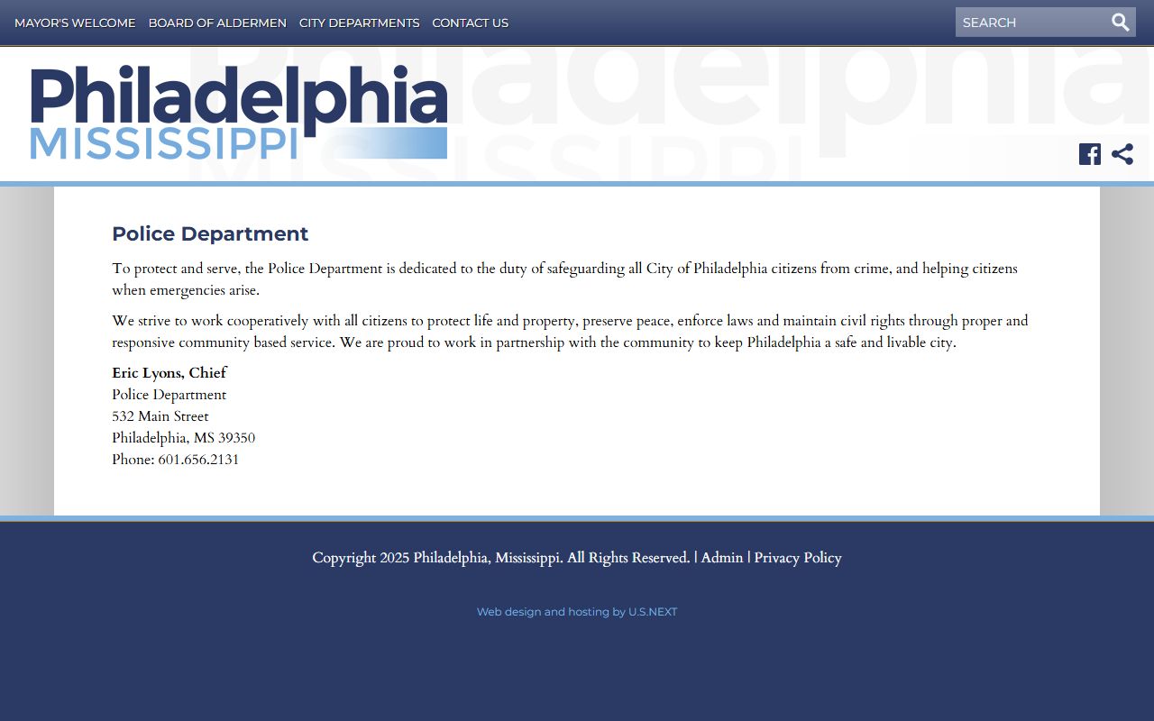 Official Philadelphia Mississippi Police Department page